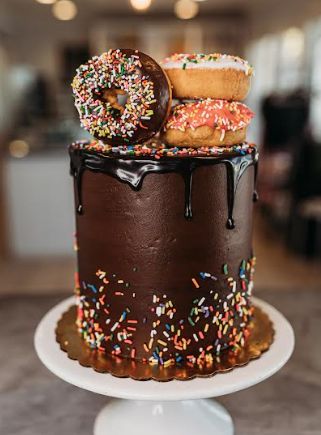 3D DONUT TOPPER ON DRIP CAKE - Empire Cake